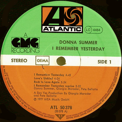 Donna Summer : I Remember Yesterday (LP, Album, P/Mixed)