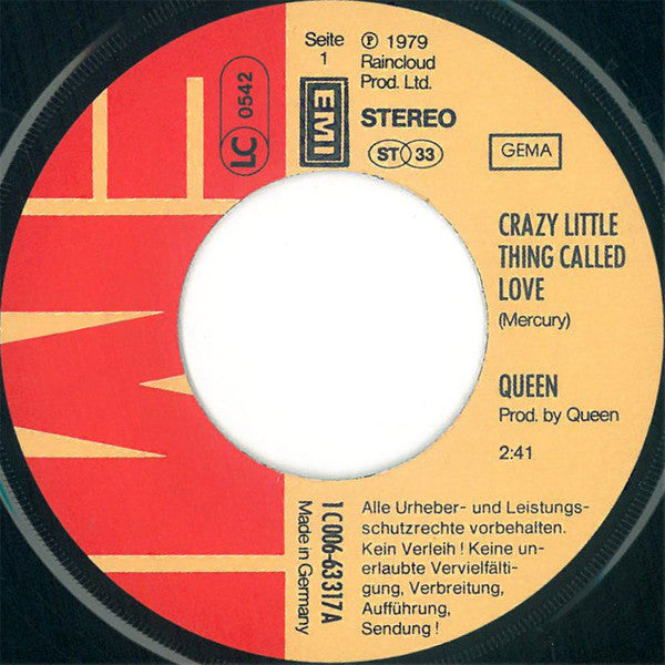 Queen : Crazy Little Thing Called Love (7", Single)