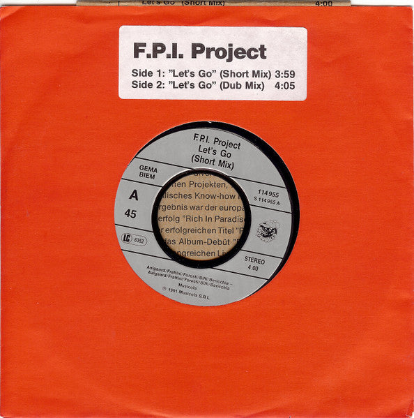 F.P.I. Project* : Let's Go (7", Single)