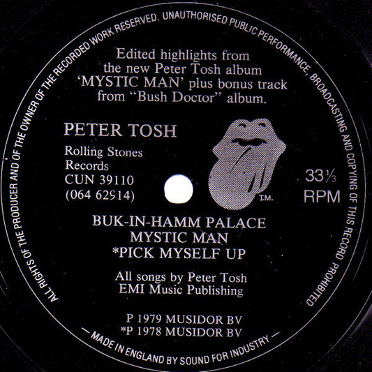 Peter Tosh : Buk-In-Hamm Palace / Mystic Man / Pick Myself Up (Flexi, 7", S/Sided, Promo)