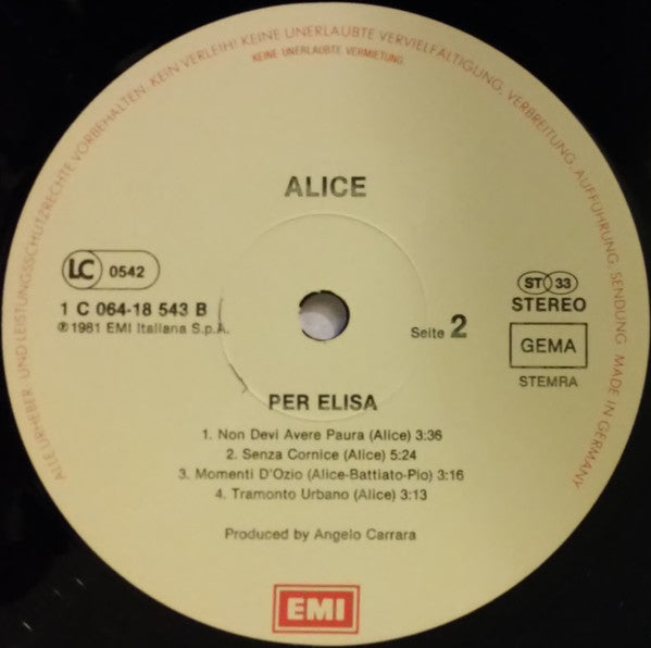 Alice (4) : Per Elisa (LP, Album)