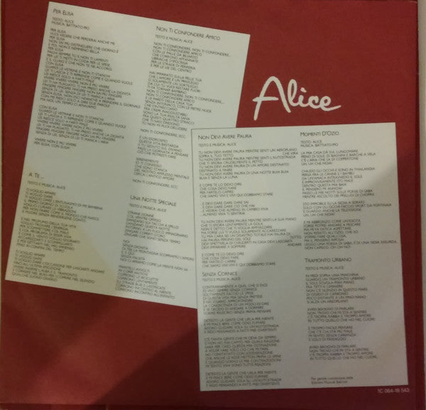 Alice (4) : Per Elisa (LP, Album)