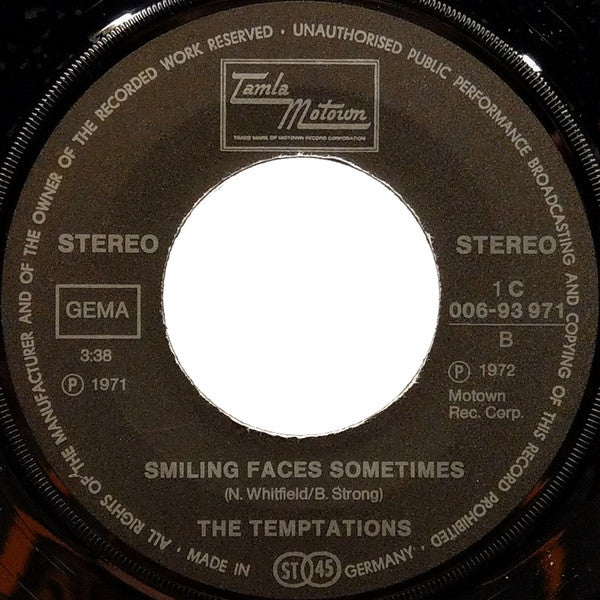 The Temptations : Papa Was A Rollin' Stone / Smiling Faces Sometimes (7", Single, Mono)