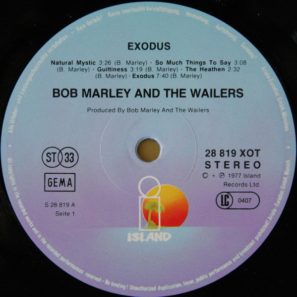 Bob Marley & The Wailers : Exodus (LP, Album, RP)