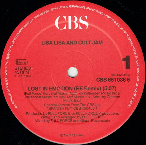 Lisa Lisa And Cult Jam* : Lost In Emotion (12", Maxi)