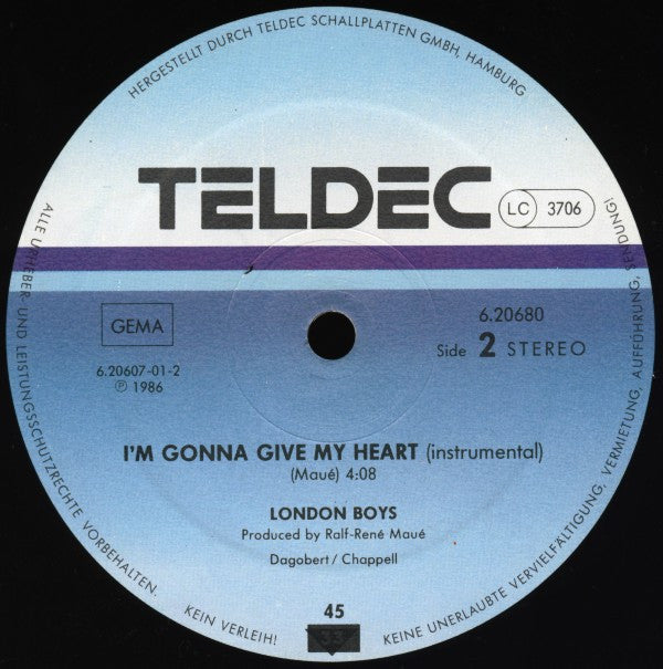 London Boys : I'm Gonna Give My Heart (Remix) (12", Maxi)