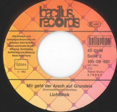 Lichtblick : Du Riechst So Gut / Mir Geht Der Arsch Auf Grundeis (7", Single)