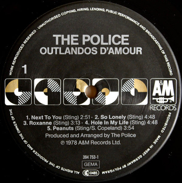 The Police : Outlandos D'Amour (LP, Album, RE, RP)