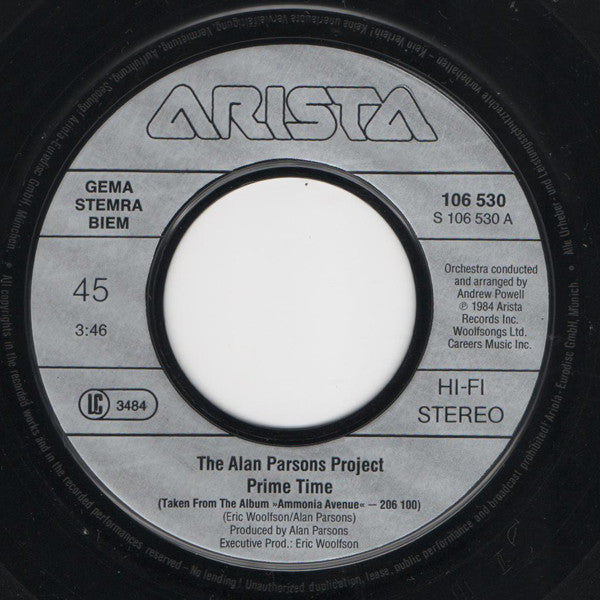 The Alan Parsons Project : Prime Time (7", Single)