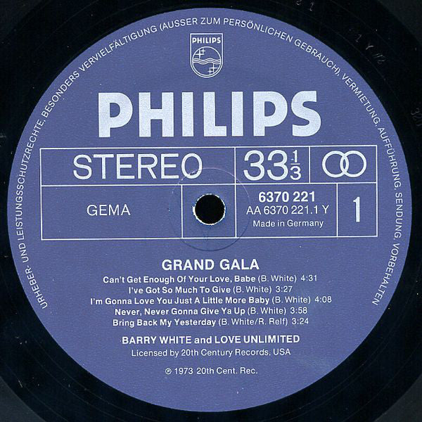 Barry White And Love Unlimited Also Featuring Love Unlimited Orchestra : Grand Gala (LP, Comp)