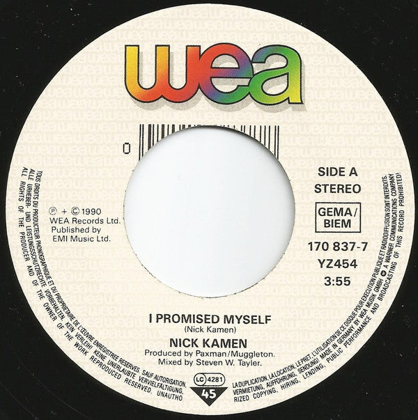 Nick Kamen : I Promised Myself (7", Single, Lar)