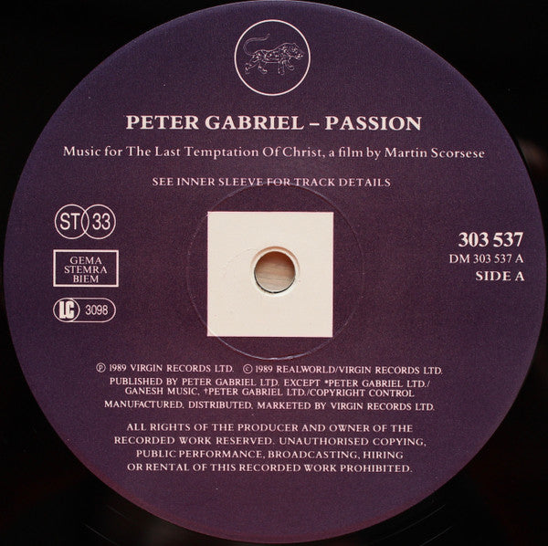 Peter Gabriel : Passion (2xLP, Album)