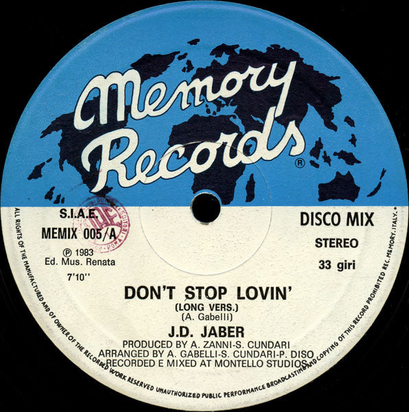 J.D. Jaber : Don't Stop Lovin' (12")