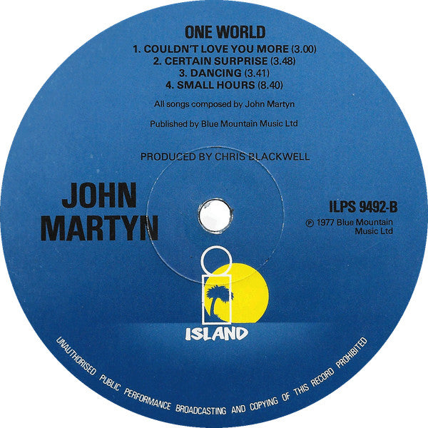 John Martyn : One World (LP, Album, Day)