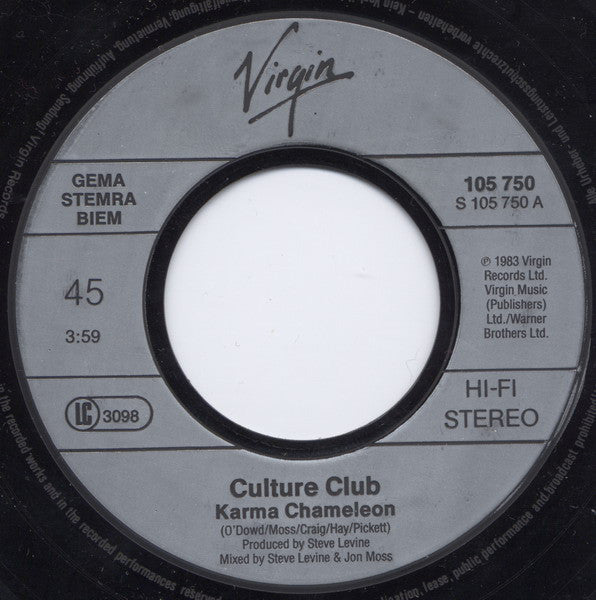 Culture Club : Karma Chameleon   (7", Single)