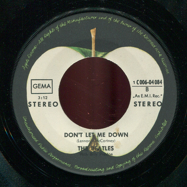 The Beatles With Billy Preston : Get Back / Don't Let Me Down (7", Single)