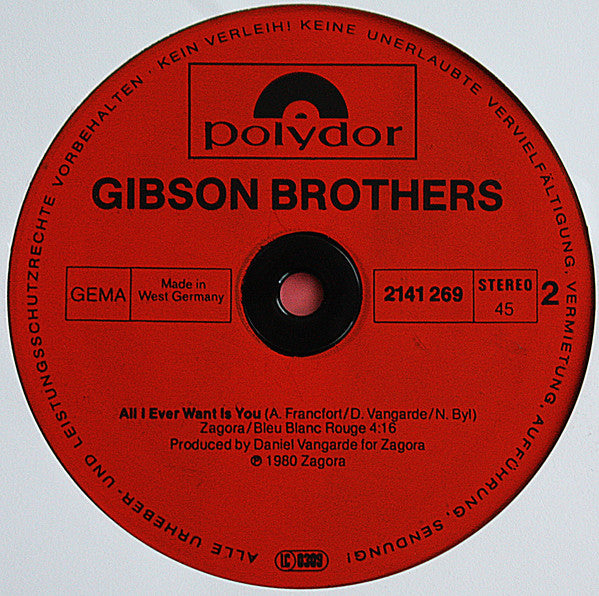 Gibson Brothers : Mariana / All I Ever Want Is You (12", Maxi)