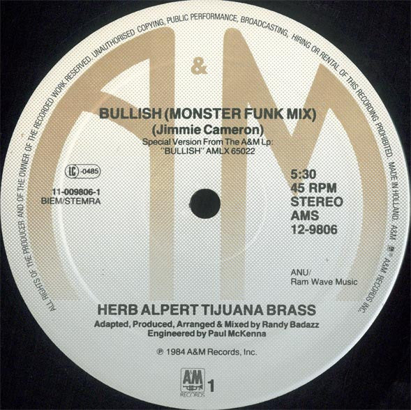 Herb Alpert Tijuana Brass* : Bullish (12")