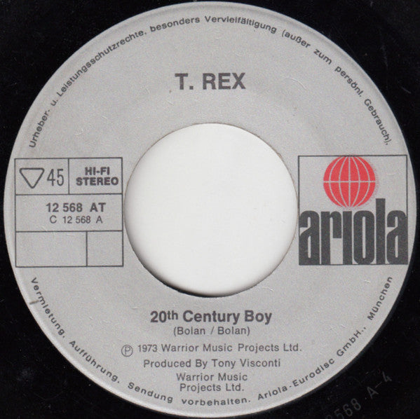 T. Rex : 20th Century Boy / Free Angel (7", Single)