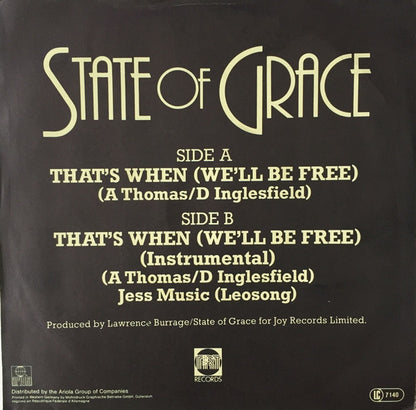 State Of Grace (3) : That's When (We'll Be Free) (New U.S. Remix) (7", Single)