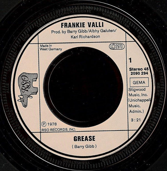 Frankie Valli : Grease (7", Single)