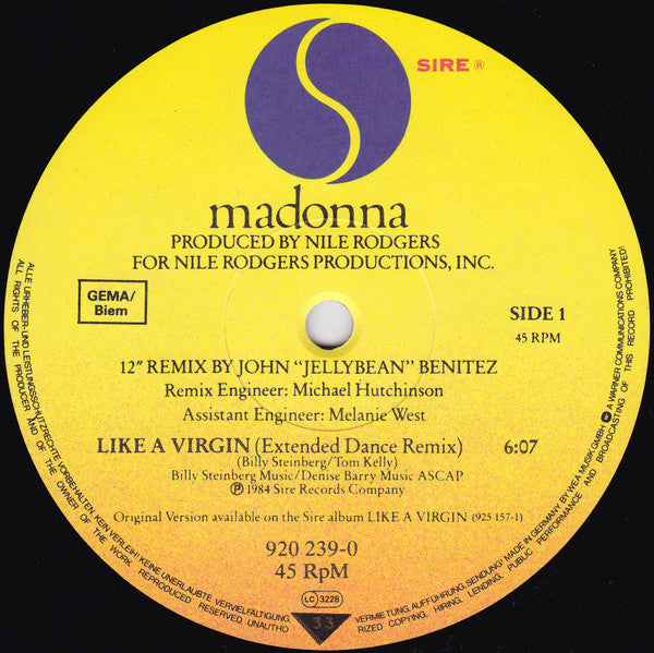 Madonna : Like A Virgin (12", Single)