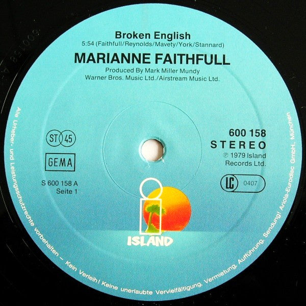 Marianne Faithfull : Broken English (12", Maxi)