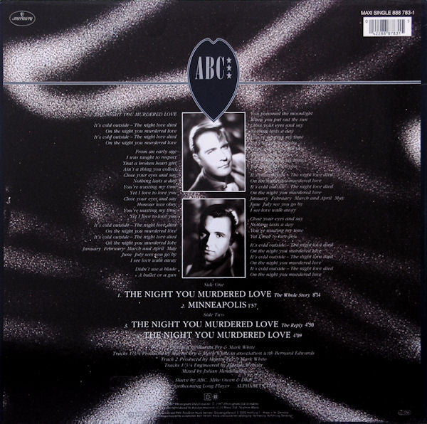 ABC Featuring Contessa Lady V : The Night You Murdered Love (12", Maxi)