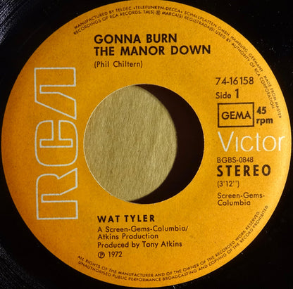 Wat Tyler (2) : Gonna Burn The Manor Down (7", Single)