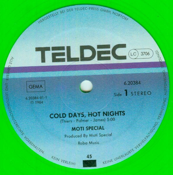 Moti Special : Cold Days, Hot Nights / Out Of Tune (12", Maxi, Gre)