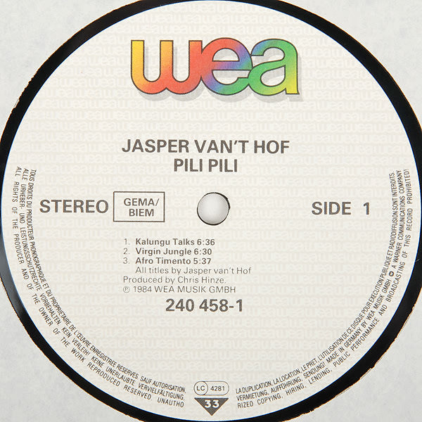 Jasper Van't Hof : Pili-Pili (LP, Album)