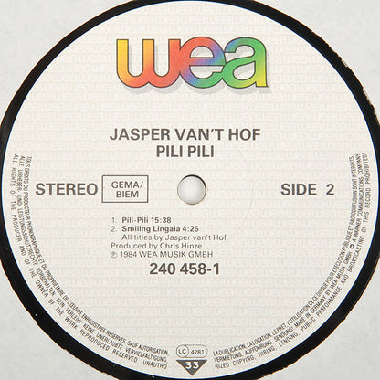 Jasper Van't Hof : Pili-Pili (LP, Album)