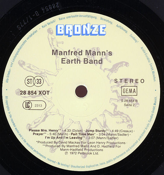 Manfred Mann's Earth Band : Manfred Mann's Earth Band (LP, Album, RE)