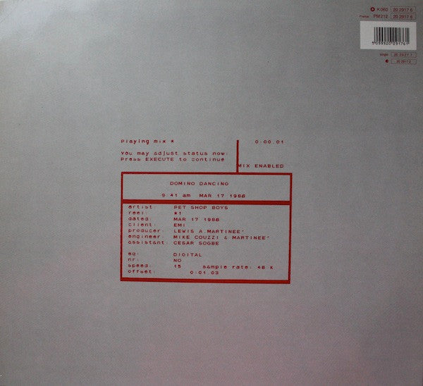 Pet Shop Boys : Domino Dancing (12", Maxi)