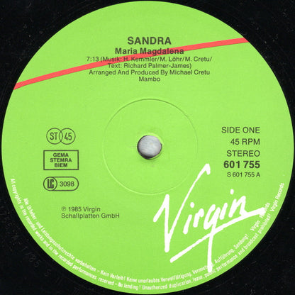 Sandra : (I'll Never Be) Maria Magdalena (12", Maxi)