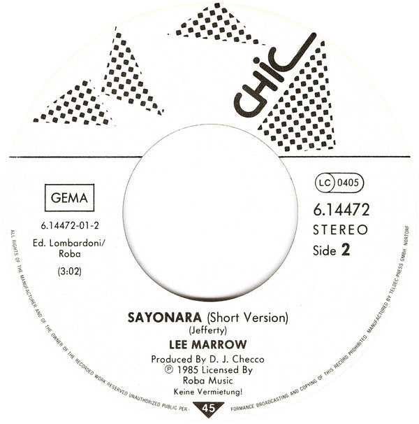 Lee Marrow : Sayonara (Don't Stop...) (7", Single)