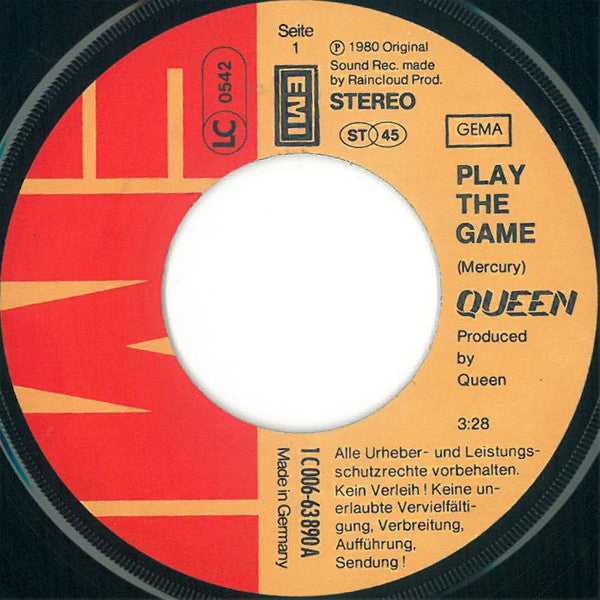 Queen : Play The Game (7", Single, EMI)