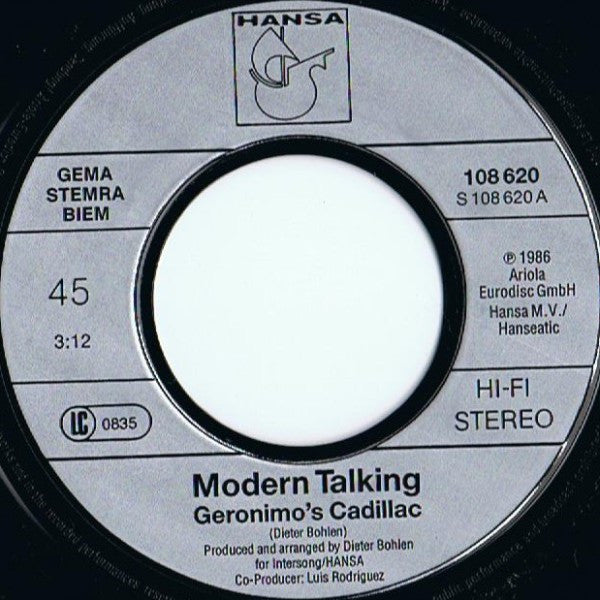 Modern Talking : Geronimo's Cadillac (7", Single)