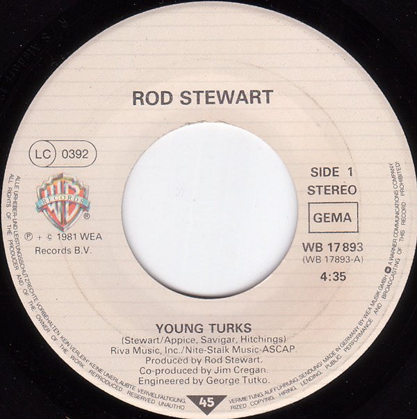 Rod Stewart : Young Turks (7", Single)