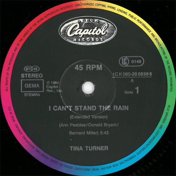 Tina Turner : I Can't Stand The Rain (12", Maxi)