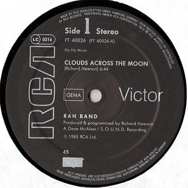 RAH Band : Clouds Across The Moon (12", Maxi)