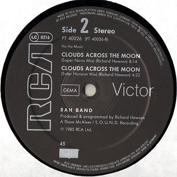 RAH Band : Clouds Across The Moon (12", Maxi)