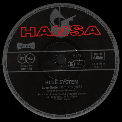 Blue System : Love Suite (Remix '89) (12", Maxi)