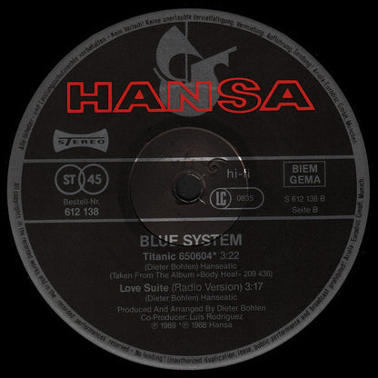 Blue System : Love Suite (Remix '89) (12", Maxi)