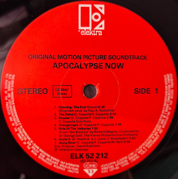 Carmine Coppola  &  Francis Coppola* : Apocalypse Now - Original Motion Picture Soundtrack (LP, Album, RE)