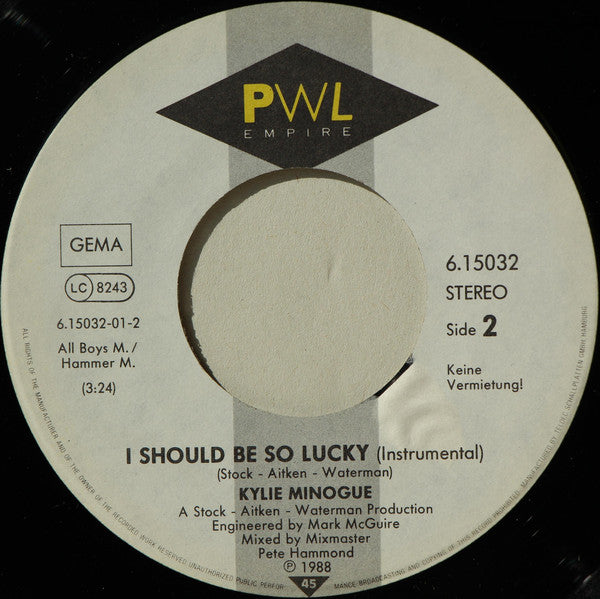 Kylie Minogue : I Should Be So Lucky (7", Single)