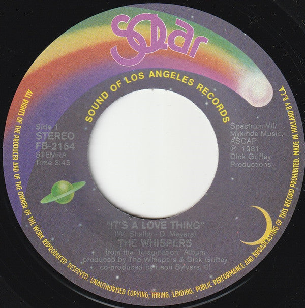 The Whispers : It's A Love Thing (7", Single)