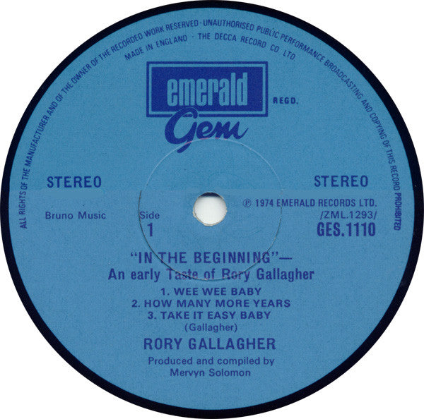 Rory Gallagher : In The Beginning - An Early Taste Of Rory Gallagher (LP)