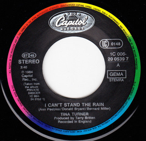 Tina Turner : I Can't Stand The Rain (7", Single)