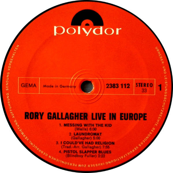 Rory Gallagher : Live! In Europe (LP, Album)